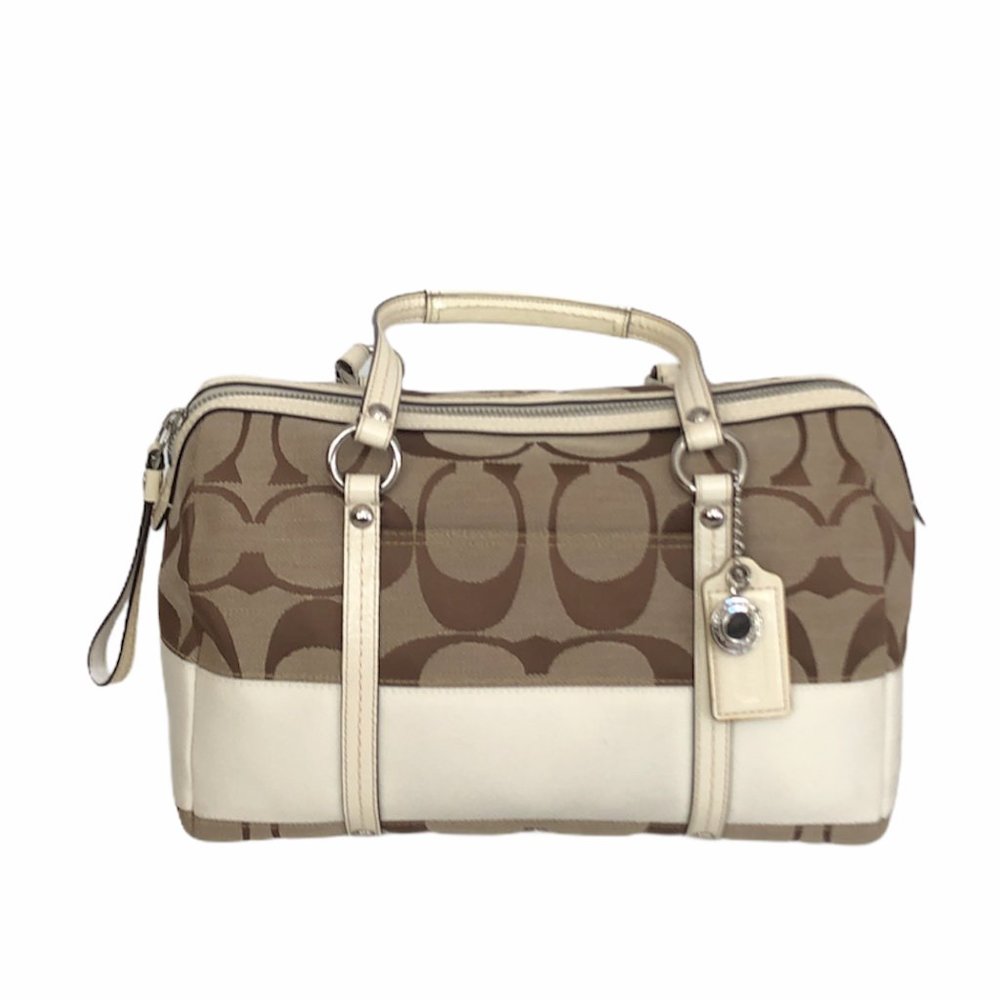 Coach authentic white signature handbag purse